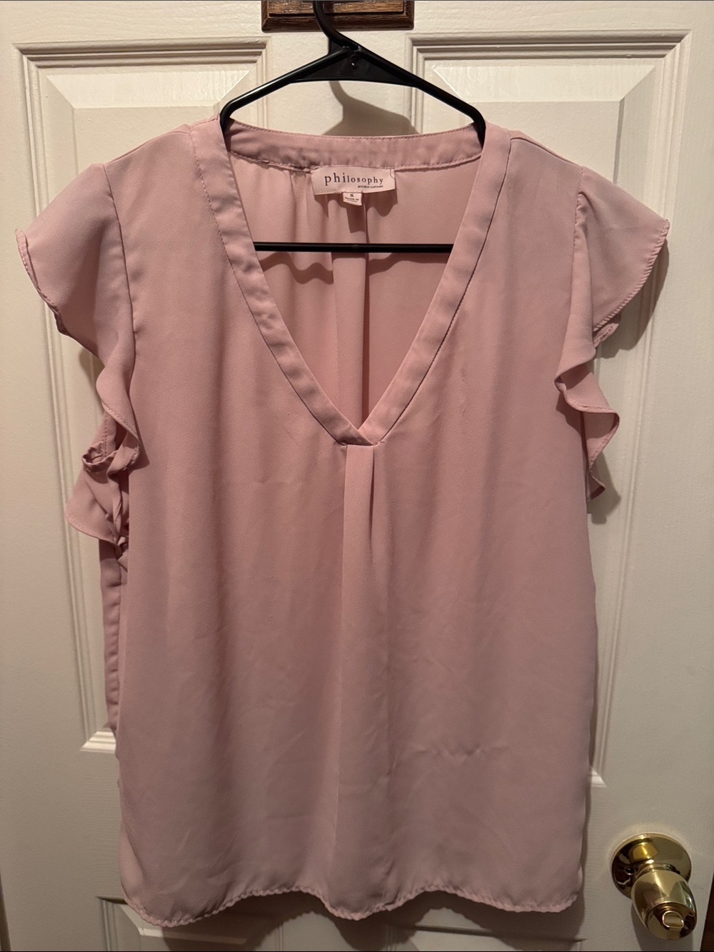 Philosophy Pale Pink V-Neck Ruffle Sleeve Blouse